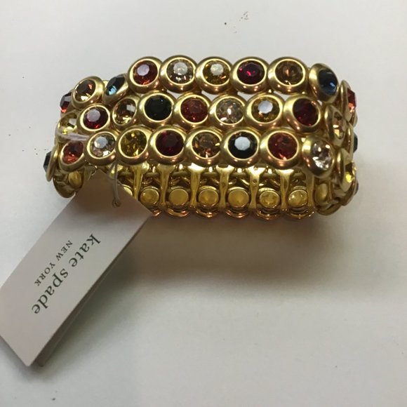 Kate Spade New Elasticized Gold Multi Stone Bracelet - Picture 3 of 3